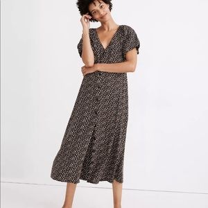 Madewell Bubble-Sleeve Button-Front Midi Dress